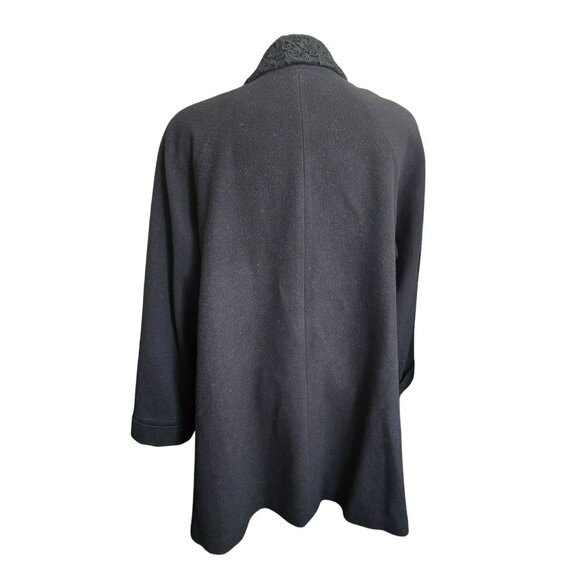 Mackintosh New England Black Wool Open Front Coat With Embroidered Collar CM2000 - Picture 5 of 9